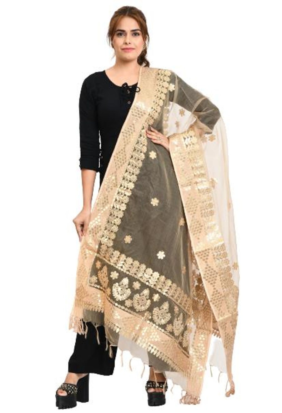 Women Moeza | Women'S Organza Gotta Patti Bridal Dupatta En Dupatta - Moeza Gold