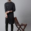 Men Even Apparels | Men'S Sherwani Kurta With Asymetrical Cut - Even Apparels Black