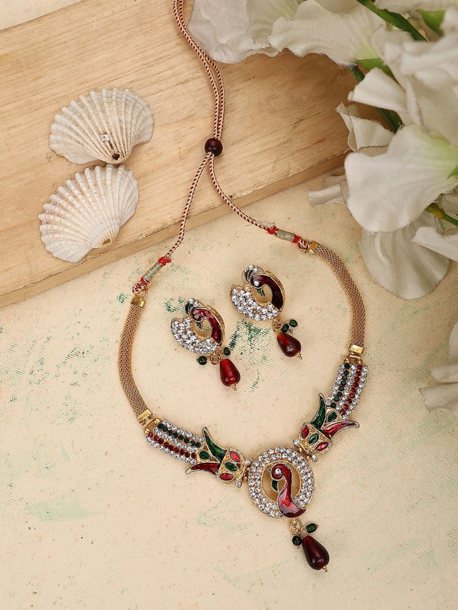 Jewellery Anikas Creation | Traditional Multi Color Stone Studded Jewellery Set - Anikas Creation Multicolor