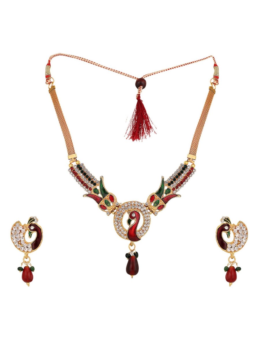 Jewellery Anikas Creation | Traditional Multi Color Stone Studded Jewellery Set - Anikas Creation Multicolor