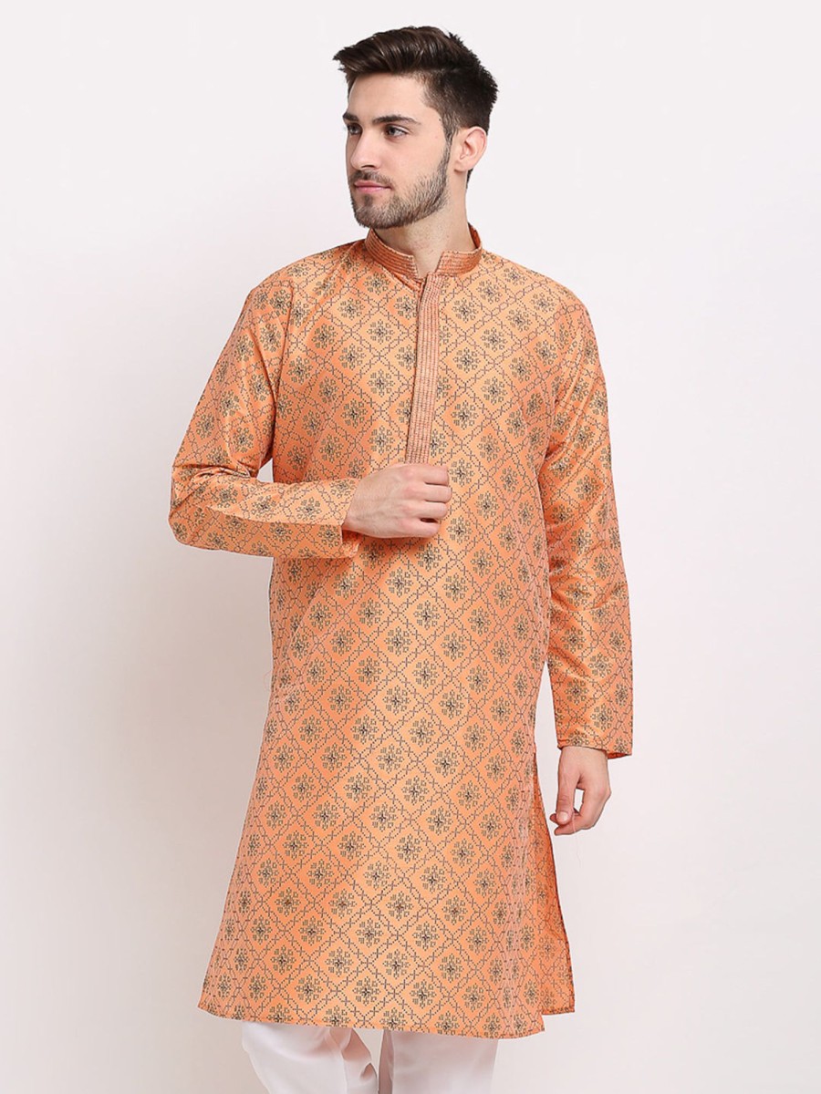 Men Virat Fashions | Men'S Orange Woven Kurta Only ( Ko 645 Orange ) - Virat Fashions