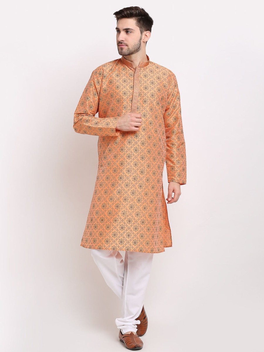 Men Virat Fashions | Men'S Orange Woven Kurta Only ( Ko 645 Orange ) - Virat Fashions