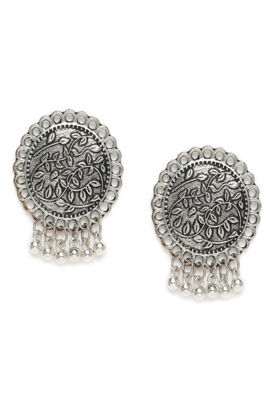 Jewellery Kamal Johar | Trendia Oxidised Silver Plated Stud Earrings Jker_102