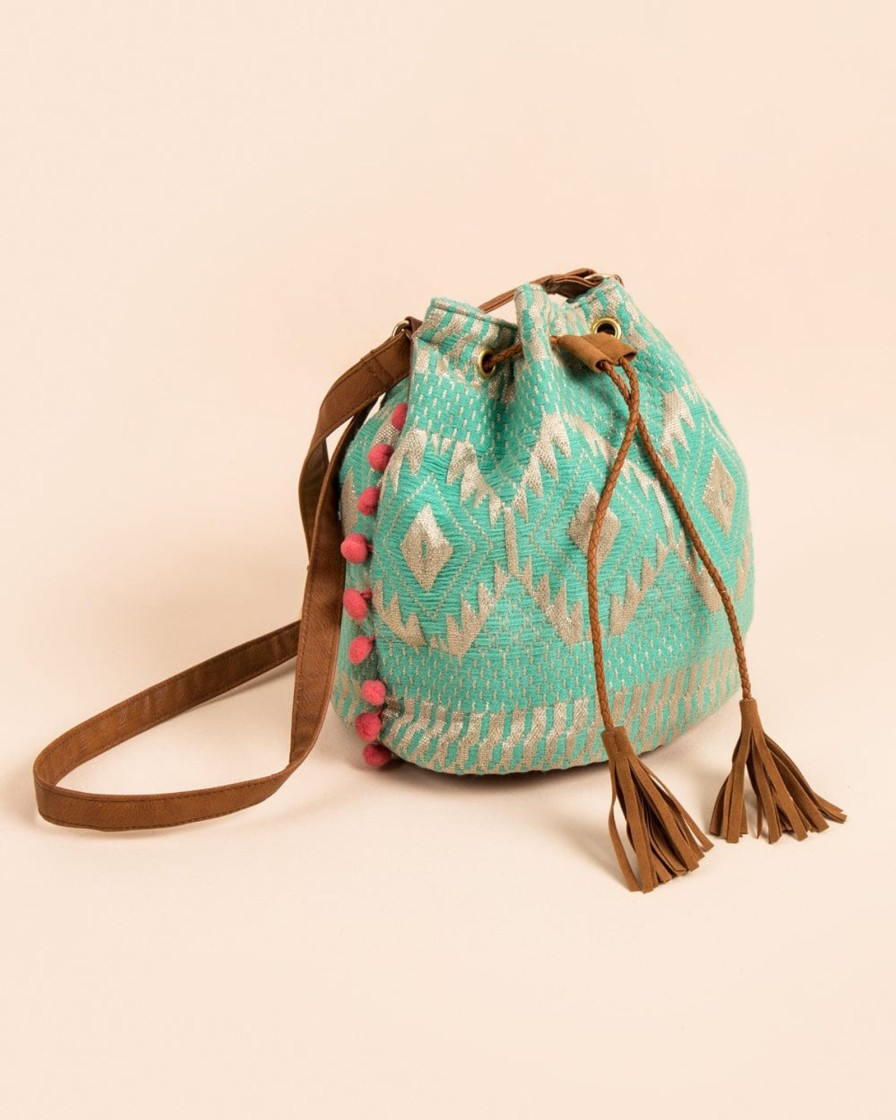 Others Chumbak | Satin Stitch Bucket Mint Sling Bag - Chumbak