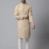 Men Even Apparels | Men'S Pure Cotton Kurta With Band Collar - Even Apparels Beige