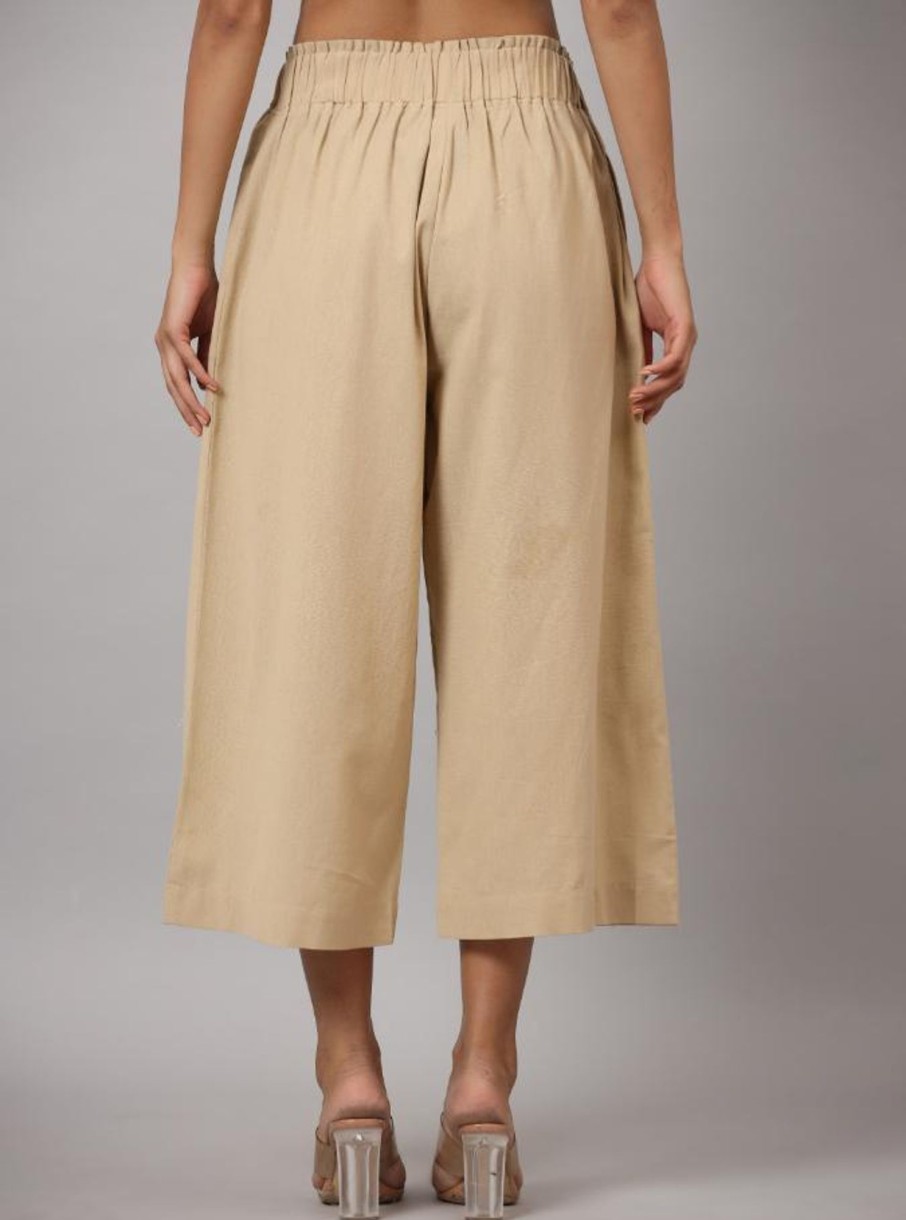 Women Juniper | Women'S Cotton Flex Flared Culottes - Juniper Beige