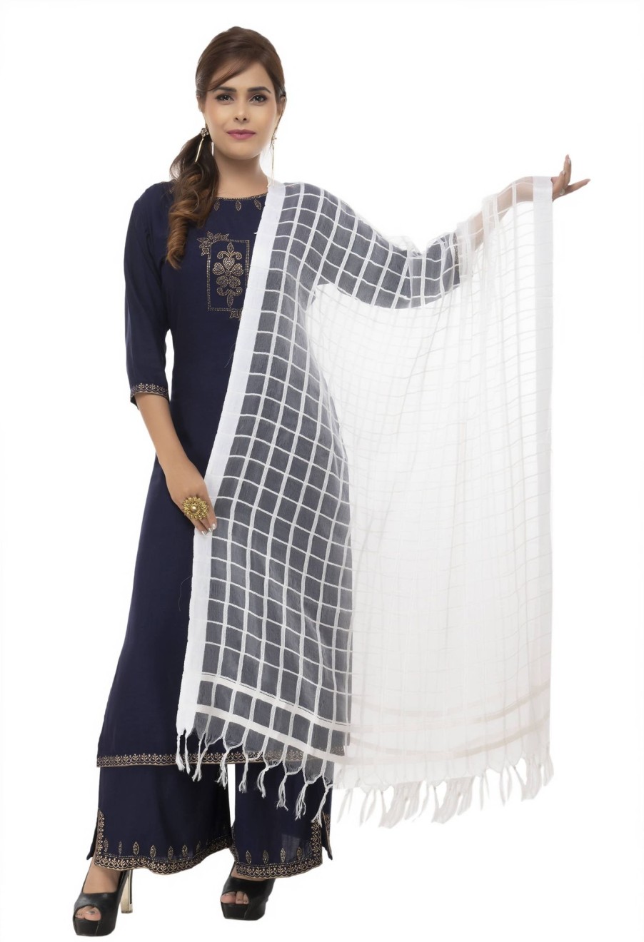 Women Moeza | Women'S Square Design Dupatta U0026 Chunni Mfd0006 - Moeza White