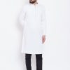 Men Even Apparels | Men'S Zari Work Cotton Kurta - Even Apparels White