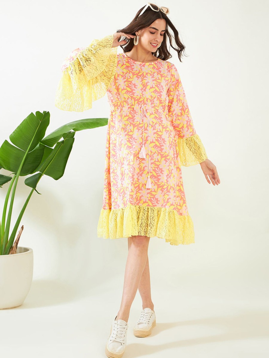 Women The Kaftan Company | Women'S Blossom And Lace Maternity Dress - The Kaftan Company Pink