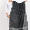 Women Moeza | Women'S Linen Cotton Silver Border Dupatta - Moeza Black