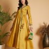 Women Lyush | Women'S Mustard Angrakha Anarkali Dress With Slip - Lyush