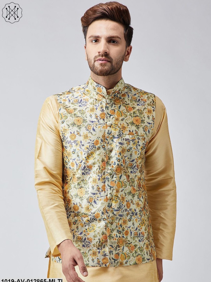 Men Sojanya | Men'S Multi Printed Nehru Jacket - Sojanya