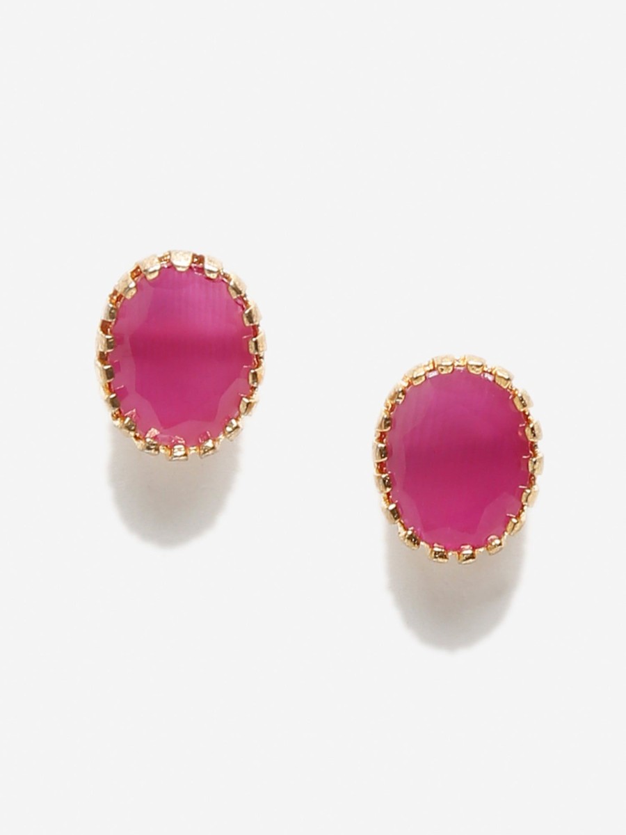 Jewellery Ruby Raang | Women'S Stone Maroon Studs - Ruby Raang