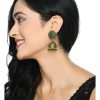 Jewellery Kamal Johar | Johar Kamal Kundan Work Jhumkas With Green Pearls Earrings Jker_087