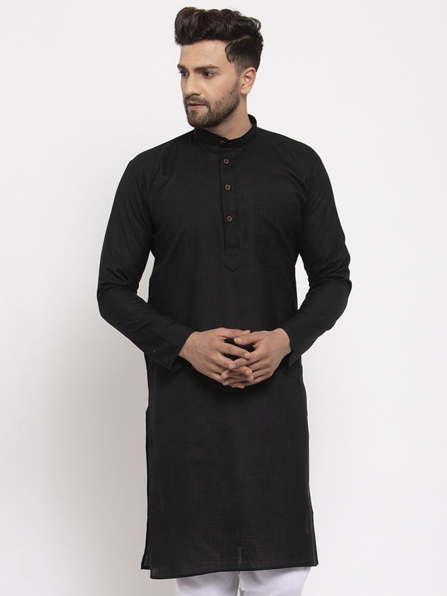 Men Virat Fashions | Men'S Black U0026 White Solid Kurta Only ( Ko 532 Black ) - Virat Fashions