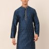 Men Virat Fashions | Men'S Silk Blend Collar Embroidered Kurta Only ( Ko 662 Peacock ) - Virat Fashions