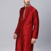 Men Sojanya | Men'S Silk Blend Maroon Self Design Only Long Kurta - Sojanya