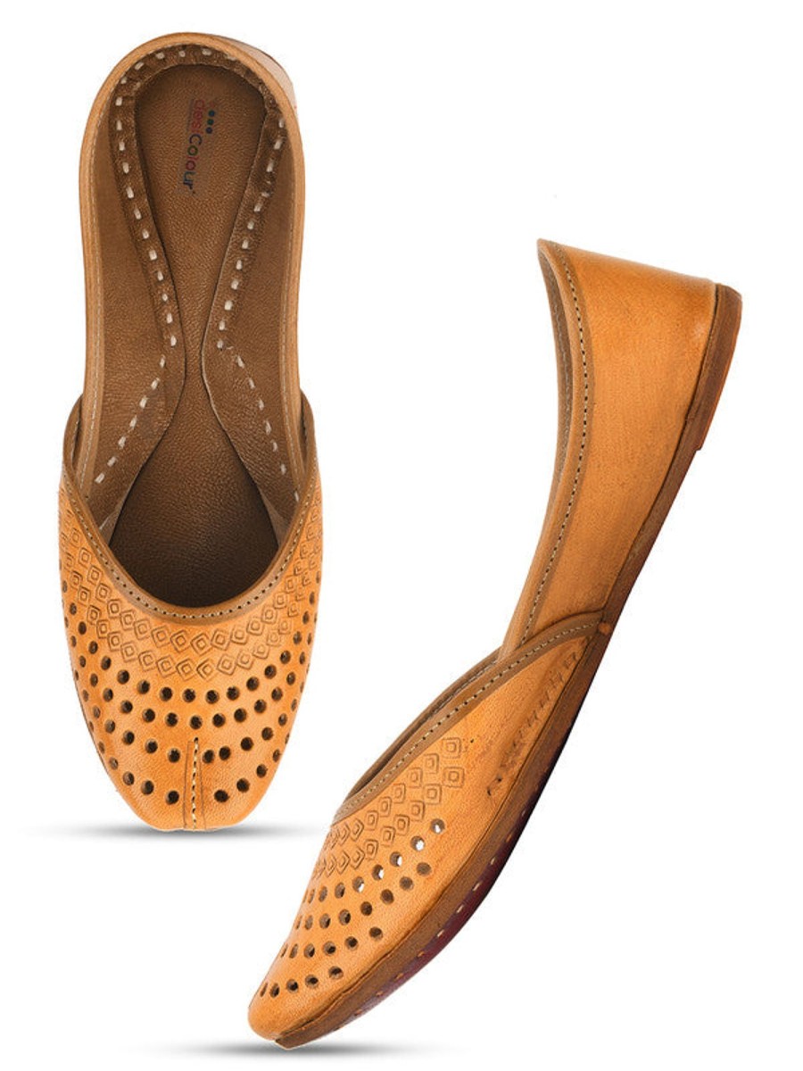 Others Desi Colour | Women'S Tan Casuals Indian Ethnic Leather Footwear - Desi Colour