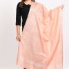 Women Moeza | Women'S Linen Cotton Silver Border Dupatta - Moeza Peach