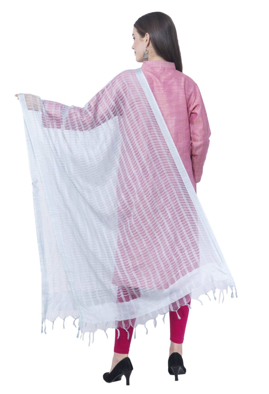 Women AR Silks | A R Silk Color Regular Dupatta Cota Cotton Dupattas And Chunnis White