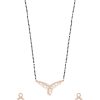 Jewellery I Jewels | Women'S 18K Plated Traditional Single Line American Diamond Pendant With Black Bead Chain Mangalsutra - I Jewels Rose Gold