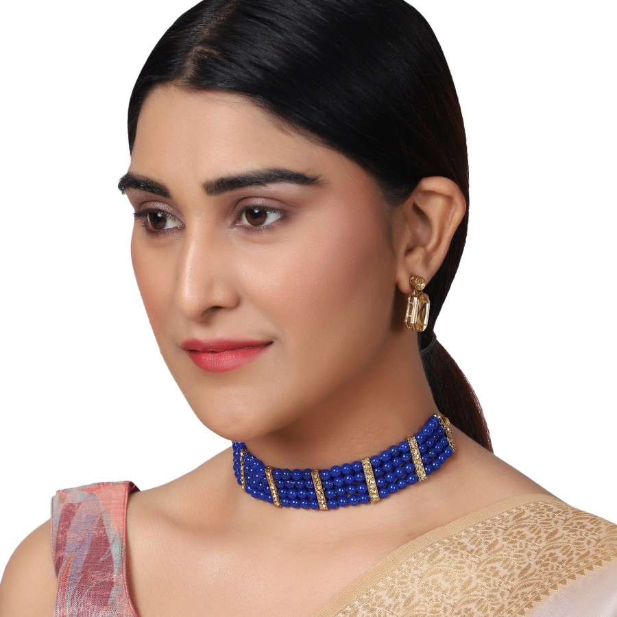 Jewellery Zaffre Collections | Women'S Twinkle Elegant Party Wear Jewellery Set - Zaffre Collections Blue