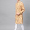 Men See Designs | Men'S U0026 Brown Printed Straight Kurta - See Designs Cream