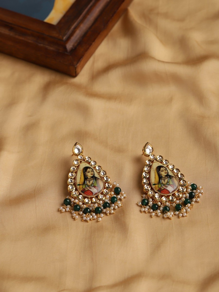 Jewellery Ruby Raang | Women'S Kundan Earrings - Ruby Raang