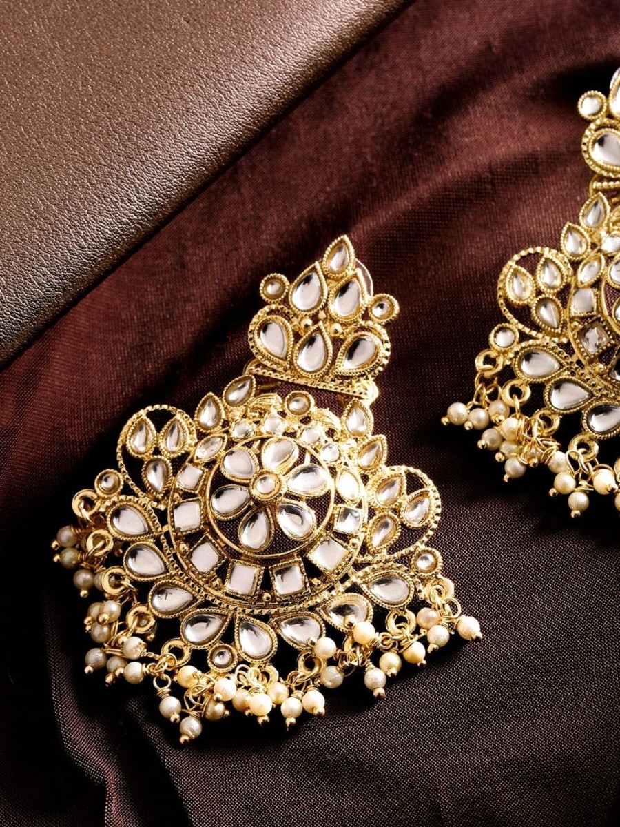 Jewellery Priyaasi | Women'S Designer Geometric Shape Gold Plated Kundan Stylish Earrings For Women And Girls - Priyaasi