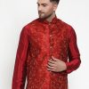 Men Virat Fashions | Men'S Maroon Embroidered Nehru Jacket ( Jowc 4013Maroon ) - Virat Fashions