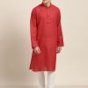 Men Sojanya | Men'S Cotton Blend Red Woven Design Only Long Kurta - Sojanya