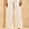 Women Juniper | Women'S Off-White Rayon Gold Printed Wide Leg Palazzo - Juniper Off White