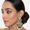 Jewellery I Jewels | Women'S Gold Plated Handcrafted Pearl Kundan Beaded Chandbali Earrings - I Jewels Green