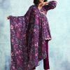 Women TrueBrowns | Women'S Printed Velvet Shawl - Truebrowns Wine