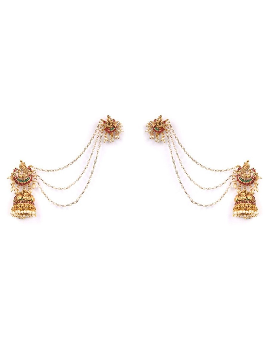 Jewellery Priyaasi | Women Golden Multichain Jhumka Earring By Priyaasi (1 Pair Earring)