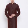 Men Vastramay | Men'S Burgundy Silk Blend Kurta - Vastramay