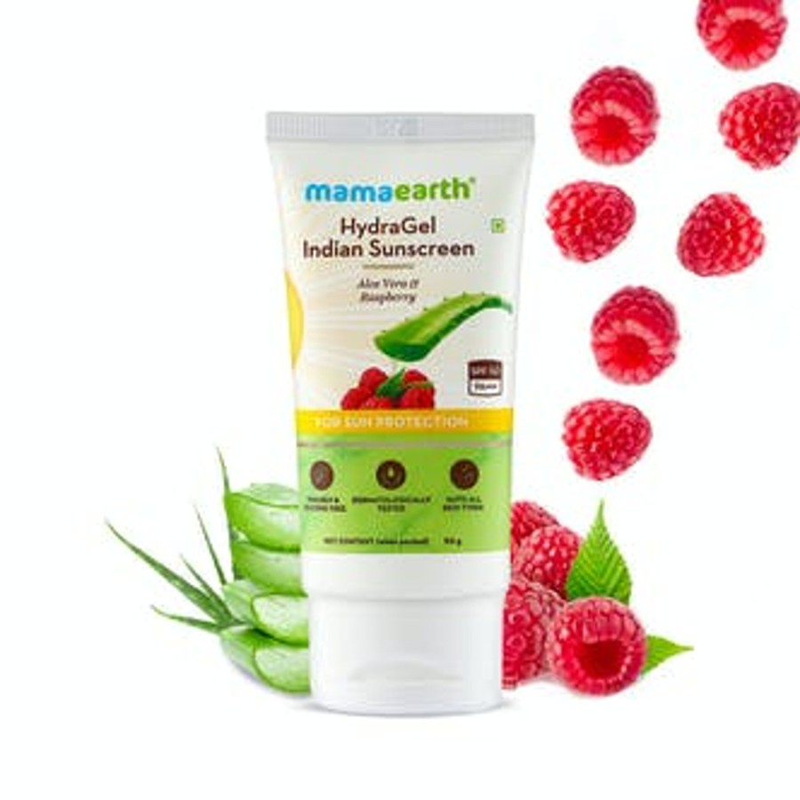 Others Mama Earth | Hydragel Indian Sunscreen With Aloe Vera And Raspberry For Sun Protection - 50 G - Mama Earth