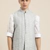 Men Sojanya | Men'S Silk Blend Embroidered Only Nehrujacket - Sojanya Grey