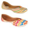 Others Desi Colour | Women'S Multicolour Combo Of 2 Pair Of Embroidered Indian Handcrafted Ethnic Comfort Footwear - Desi Colour