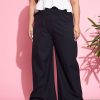 Women SASSAFRAS | Women'S Tencel Smocked Waist Straight Pants - Sassafras Black