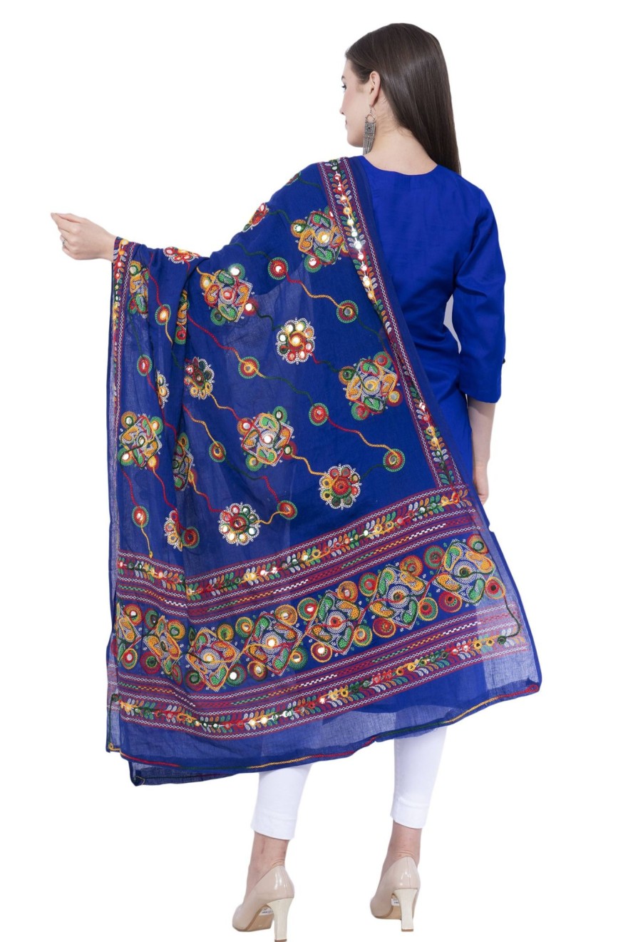 Women AR Silks | A R Silk Color Gurjari Pure Cotton Dupattas And Chunnis Royal Blue