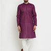 Men Sojanya | Men'S Cotton Linen Purple Long Kurta - Sojanya