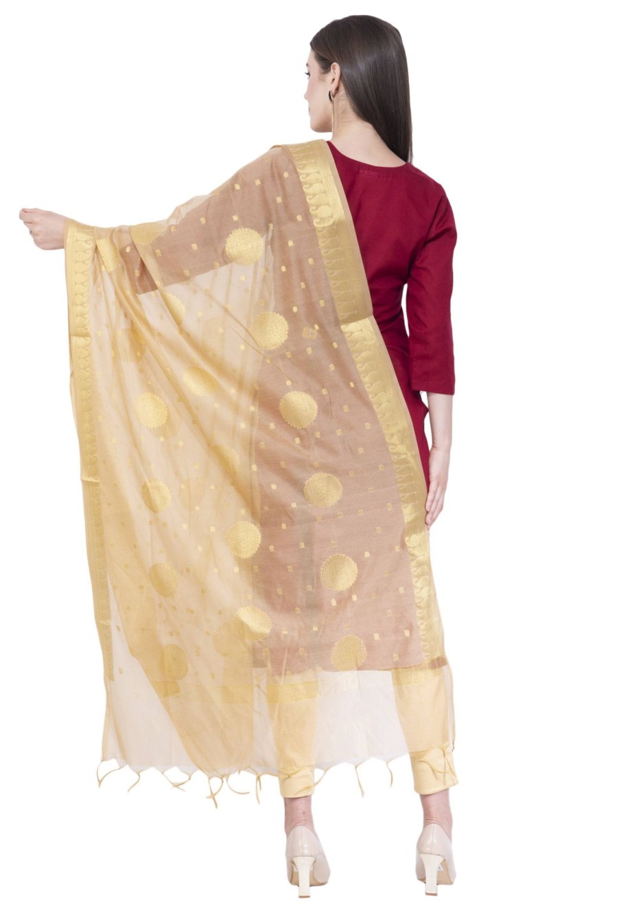 Women AR Silks | A R Silk Color Fancy Vanarsi Silk Dupattas And Chunnis Golden