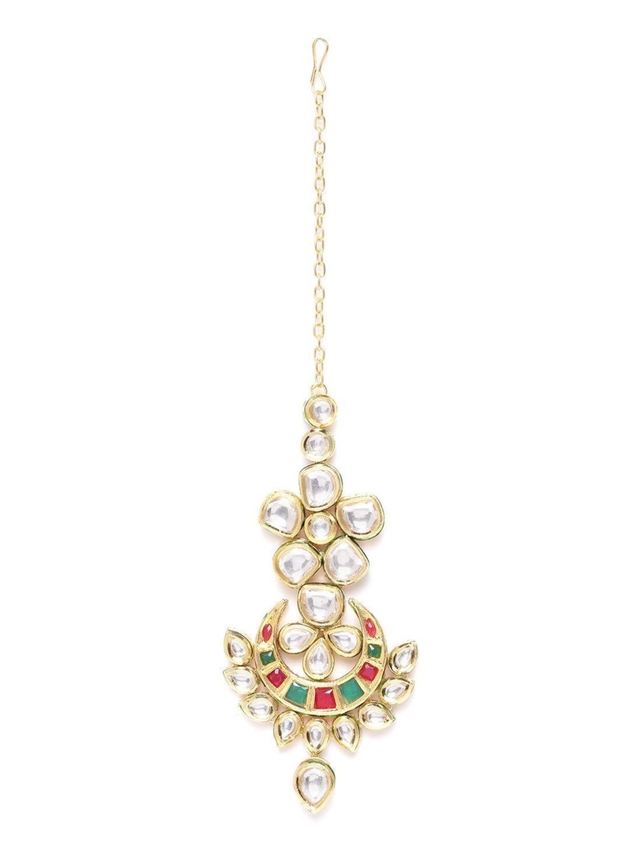 Jewellery Priyaasi | Women'S Gold-Plated Kundan And Artificial Stone Studded Maang Tikka - Priyaasi