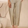 Women Juniper | Women'S Beige Festive Solid Straight Pant/Slim Pant For Women - Juniper Silk