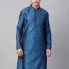 Men Sojanya | Men'S Silk Blend Blue Self Design Only Long Kurta - Sojanya