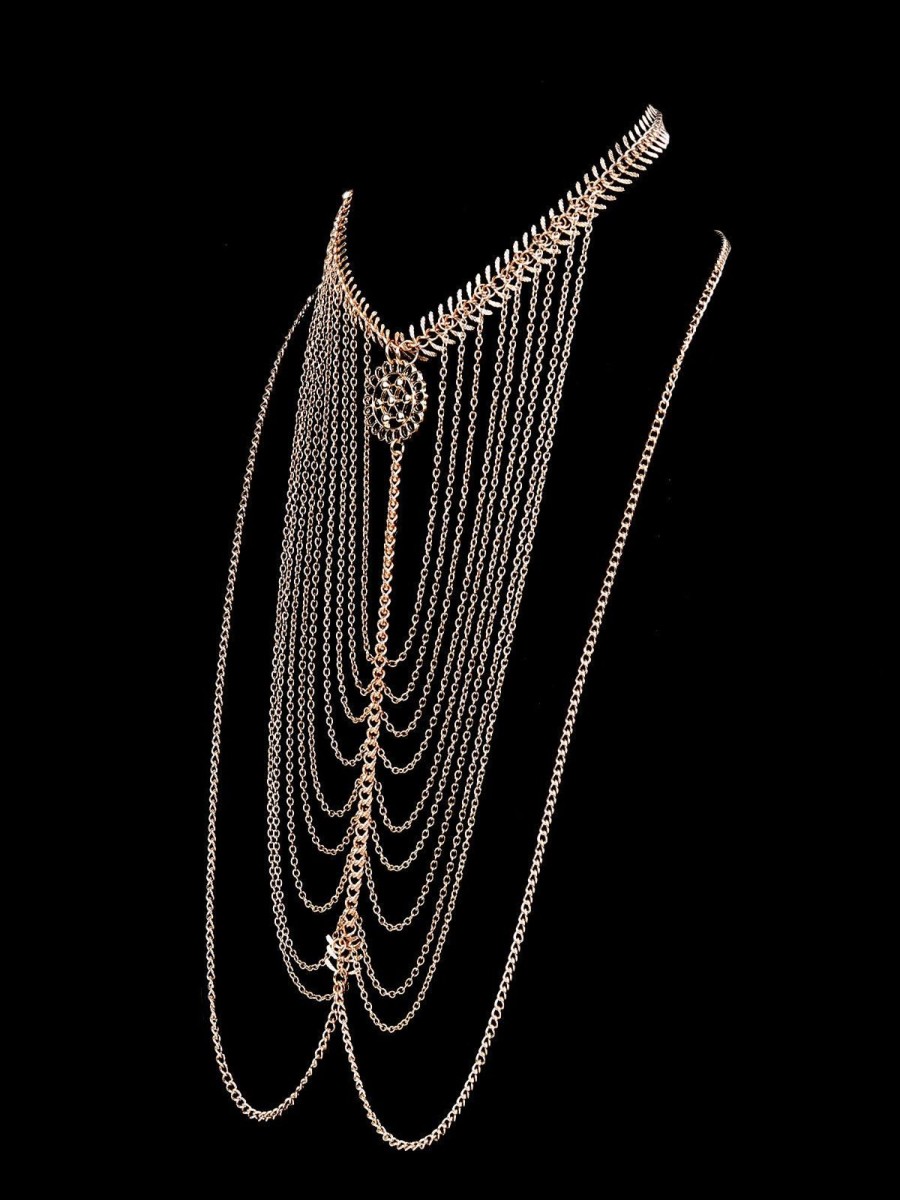 Jewellery Odette1 | Women'S Stunning Textured Body Chain - Odette Gold