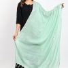 Women Moeza | Women'S Linen Cotton Silver Border Pista Dupatta - Moeza Green