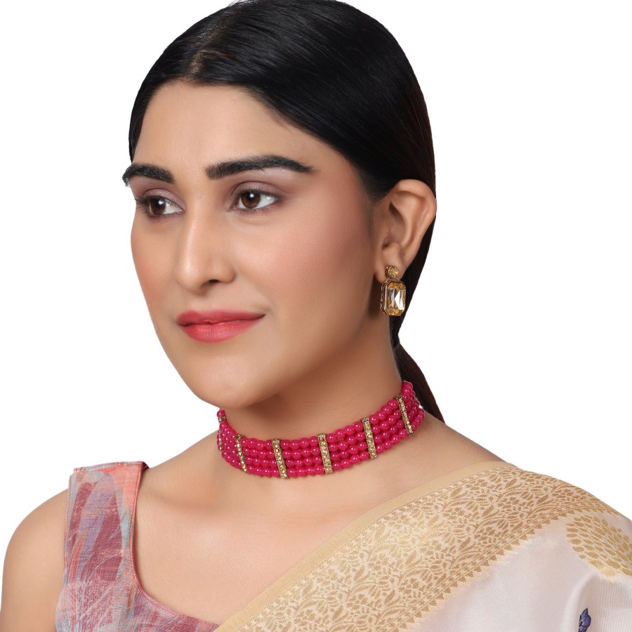 Jewellery Zaffre Collections | Women'S Twinkle Elegant Party Wear Jewellery Set - Zaffre Collections Magenta