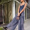 Women SASSAFRAS | Women'S Acid Wash Tencel Wide Leg Pants - Sassafras Blue